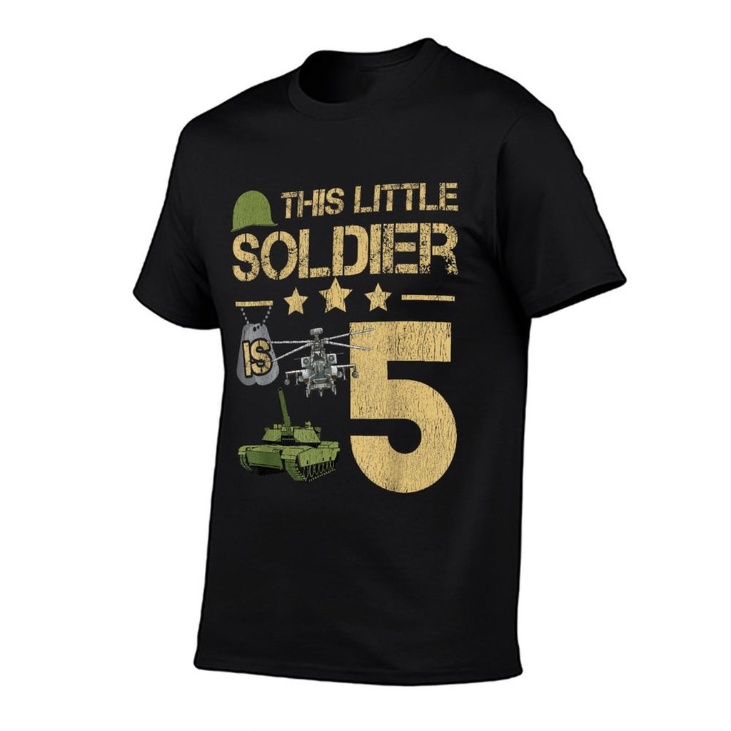 5 Year Old Soldier Birthday Boy 5th Birthday Kids Army Camo  Fade-proof Color T-Shirt