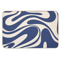 Retro Fantasy Swirl Abstract in Blue And Cream  High-Traffic Bath Mat
