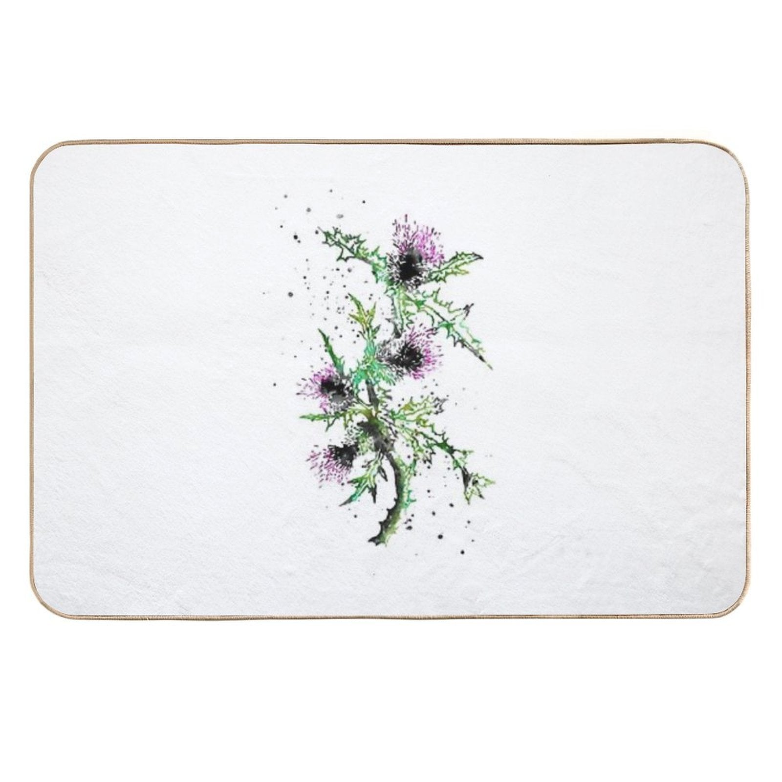 Scottish Thistle, Watercolor Scottish Thistle  Fade-Resistant Bath Mat