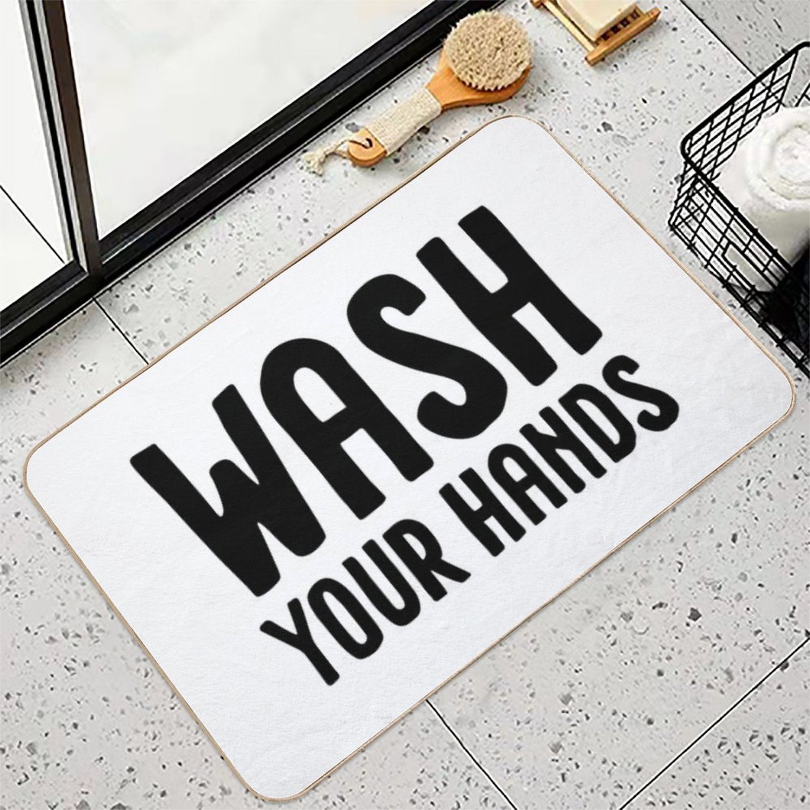 Wash Your Hands - White  Toxin-Free Bath Mat