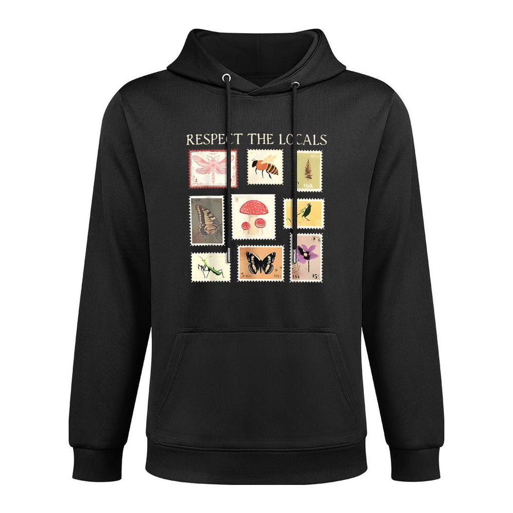 Respect The Locals Cute Nature Stamp With Butterflies Casual Wear Hoodie