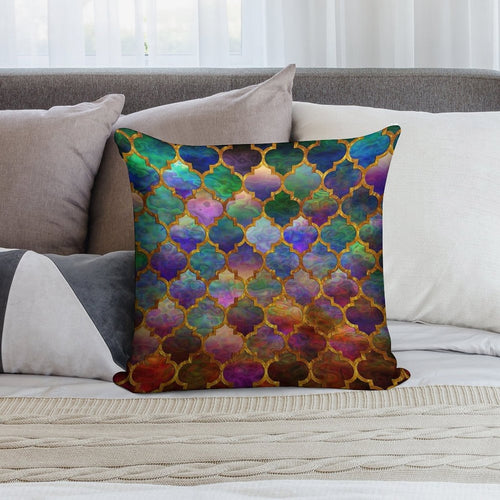 Arabic Moroccan Mosaic Pattern Soft Shrink-Resistant Throw Pillow
