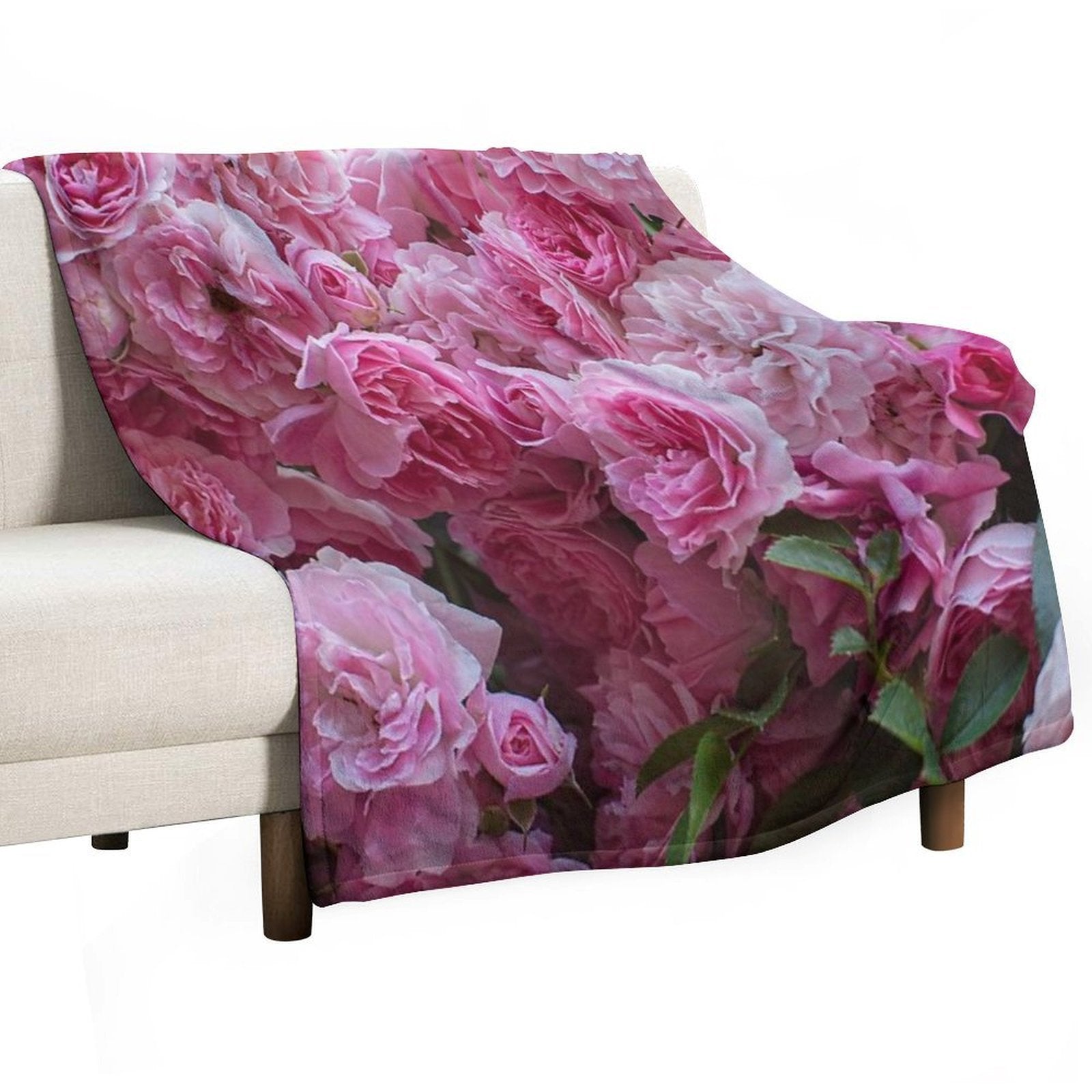 Pink Peonies Garden Machine-washable Throw Blanket