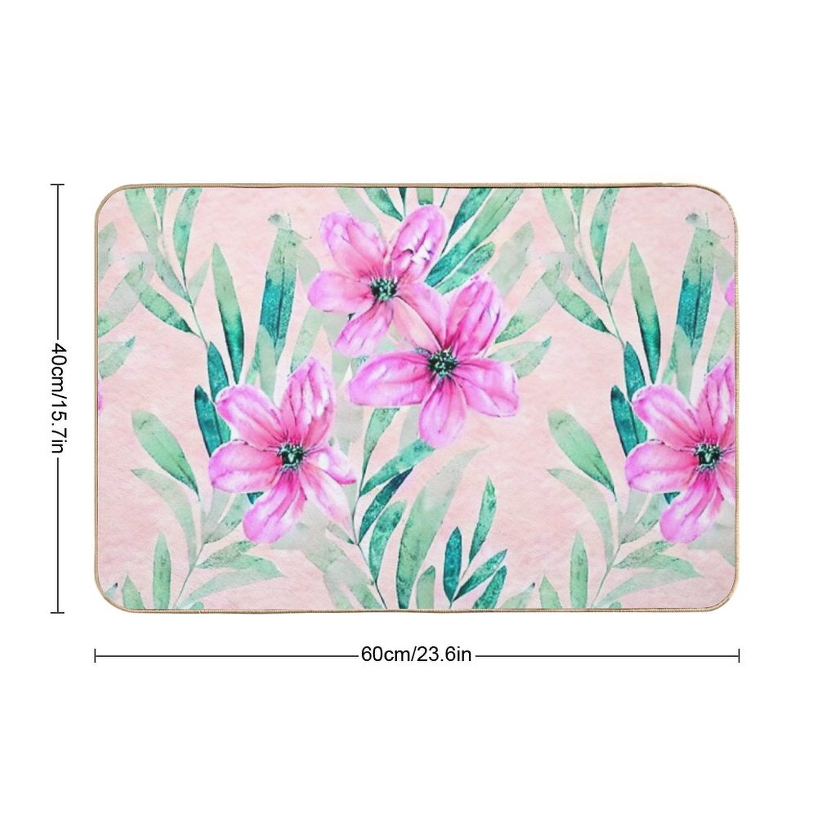 Soft Watercolour Flowers with Foliage  Non-Slip Bath Mat
