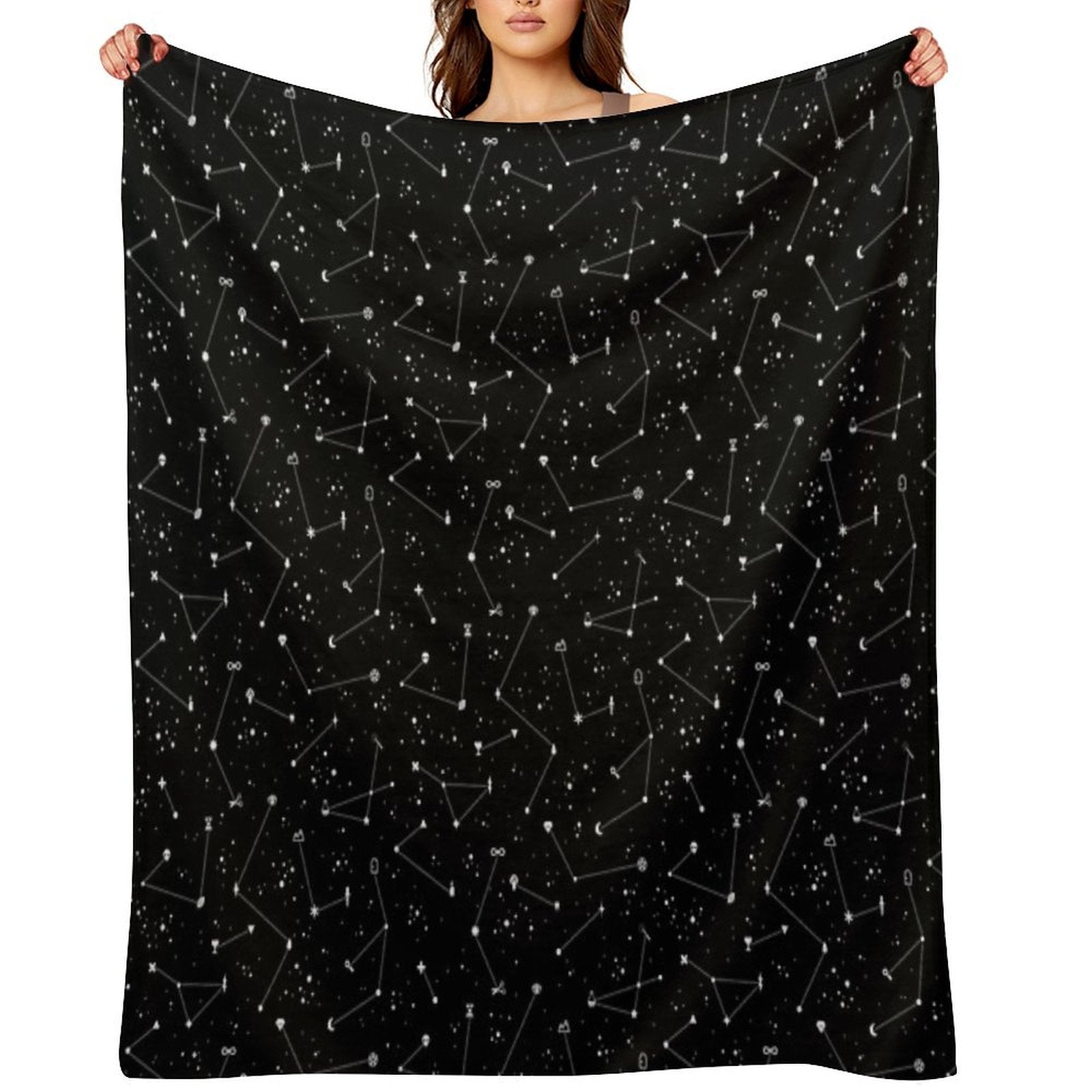 Constellations (Black) Travel-friendly Throw Blanket