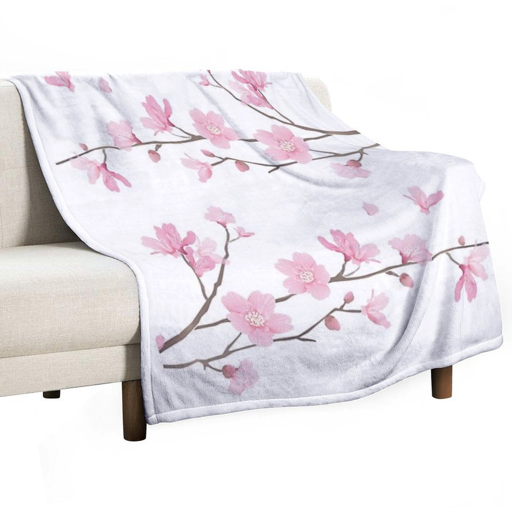 Cherry Blossom Flower Plant - Transparent Background Easy Care Throw Blanket