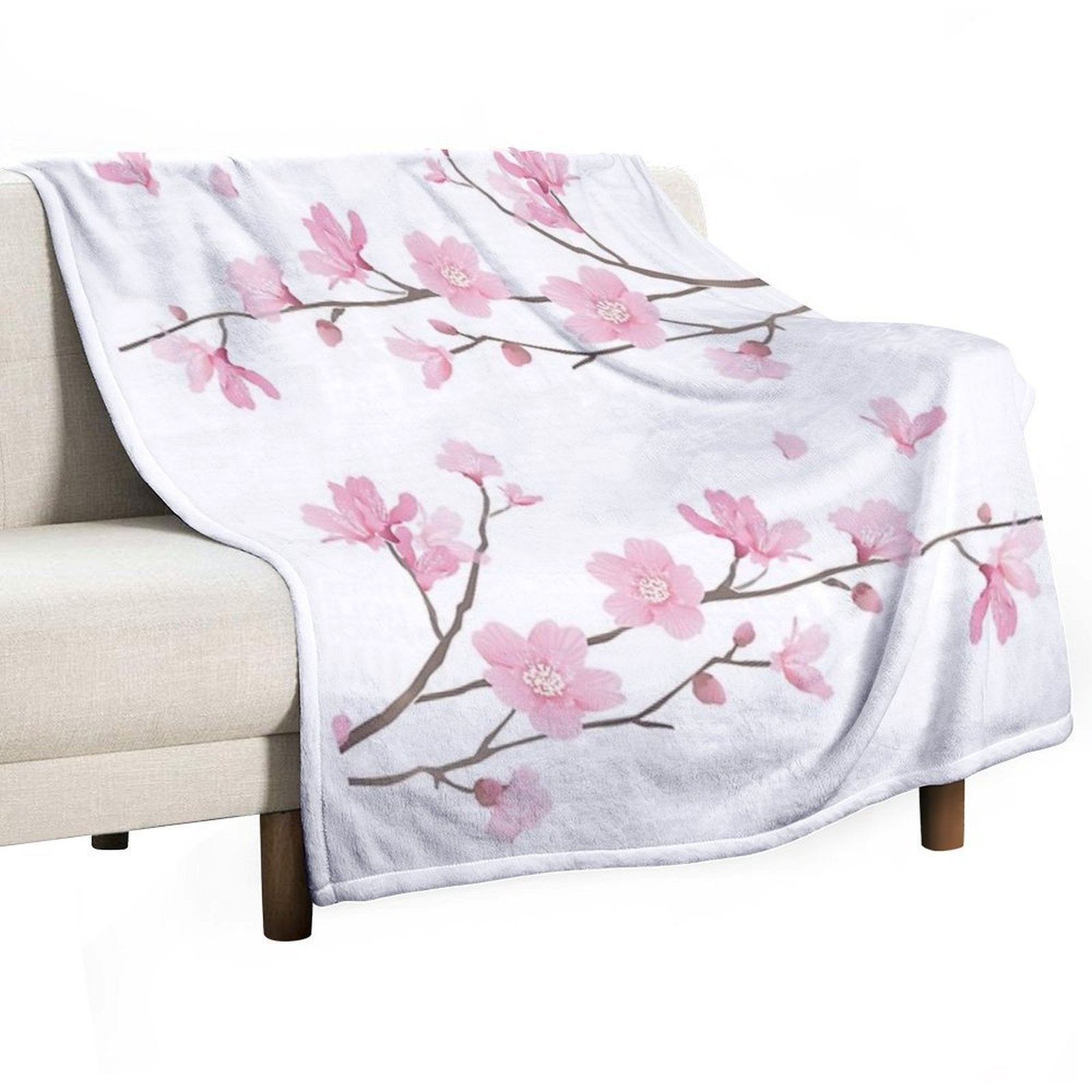 Cherry Blossom Flower Plant - Transparent Background Easy Care Throw Blanket