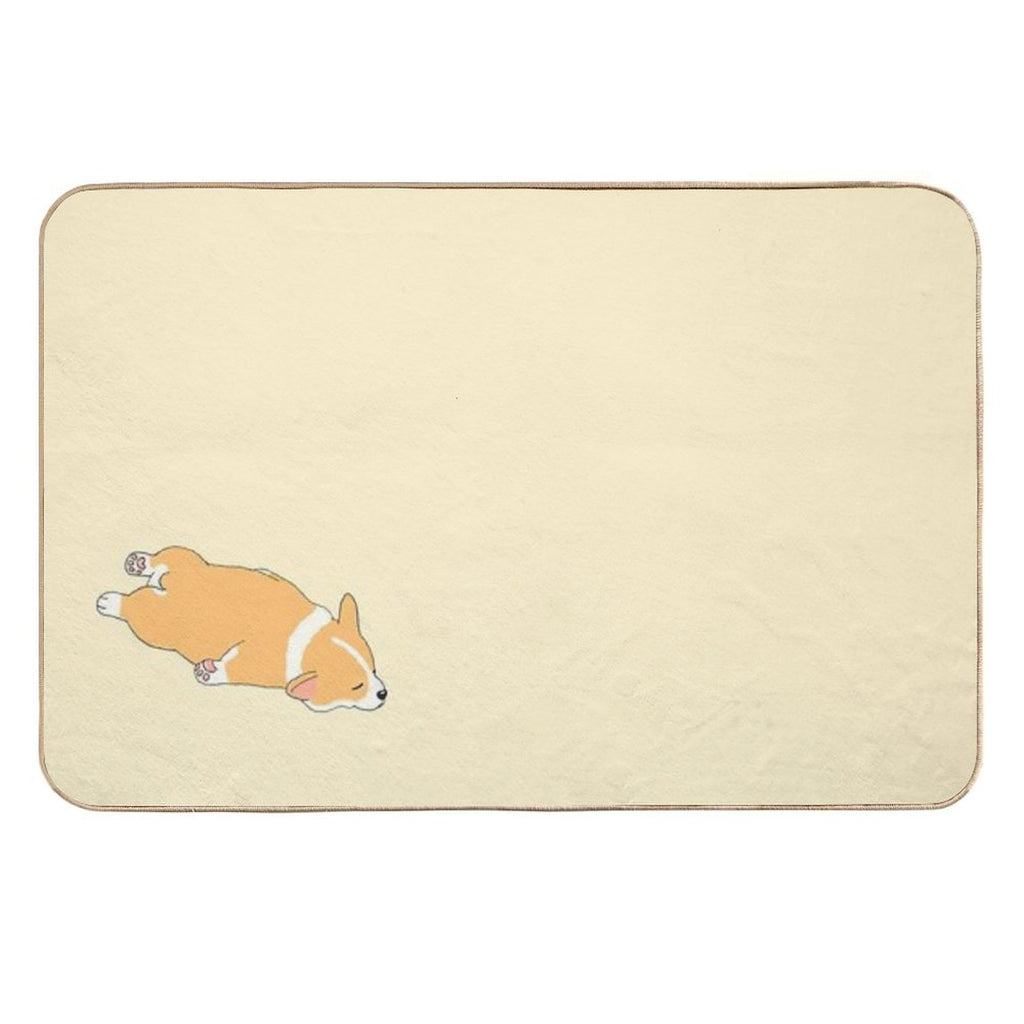 Cute Sploot Sleeping Corgi  Anti-Trip Bath Mat