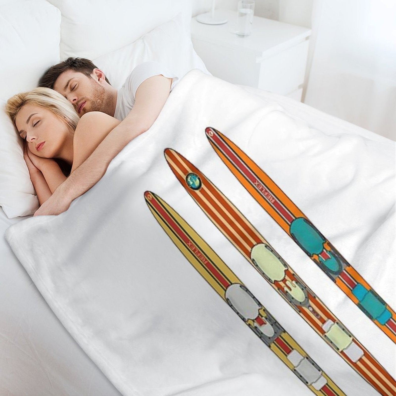 Classic Wooden Vintage Water Skis Anti-pilling Throw Blanket