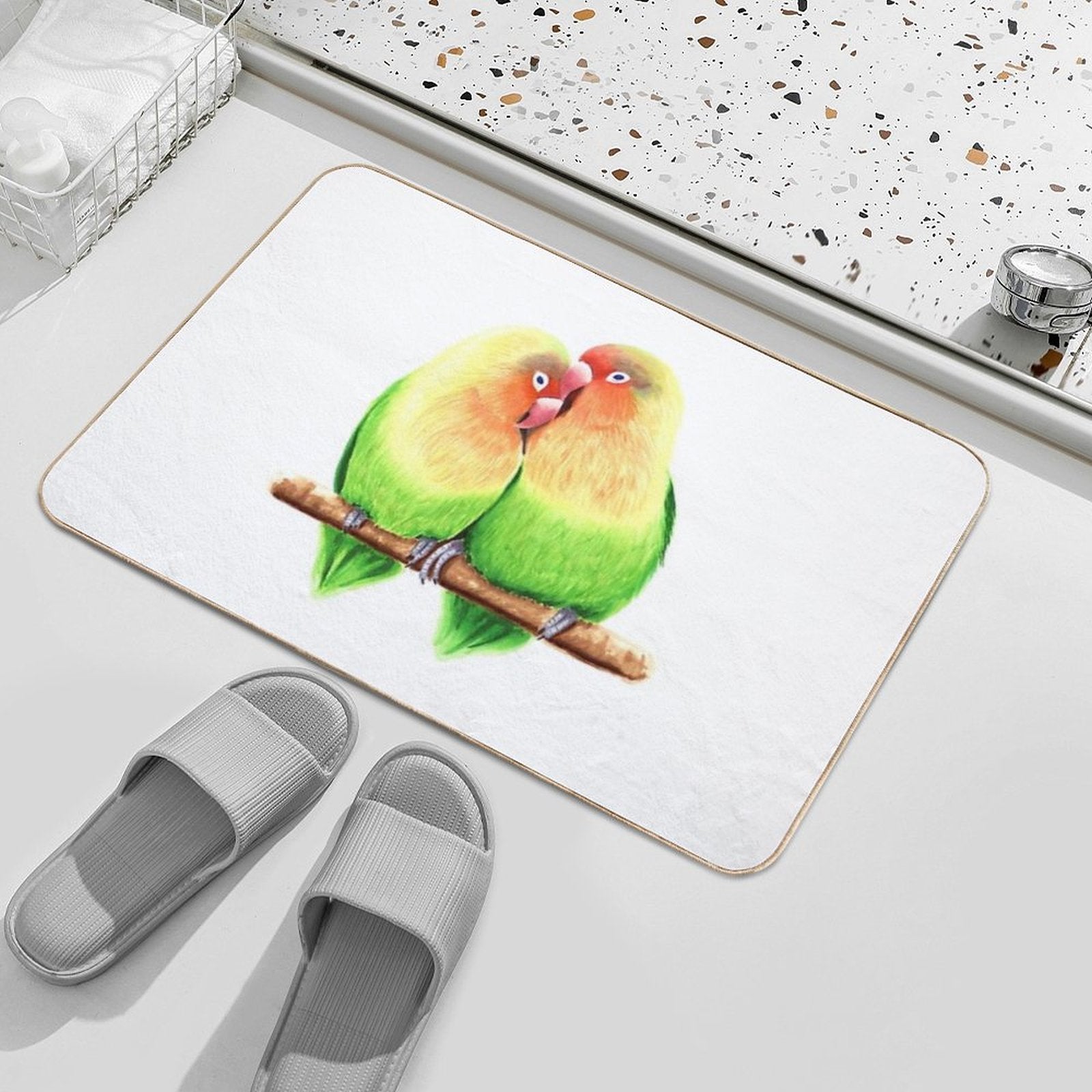 Lovebird Parrots  Long-Lasting Bath Mat