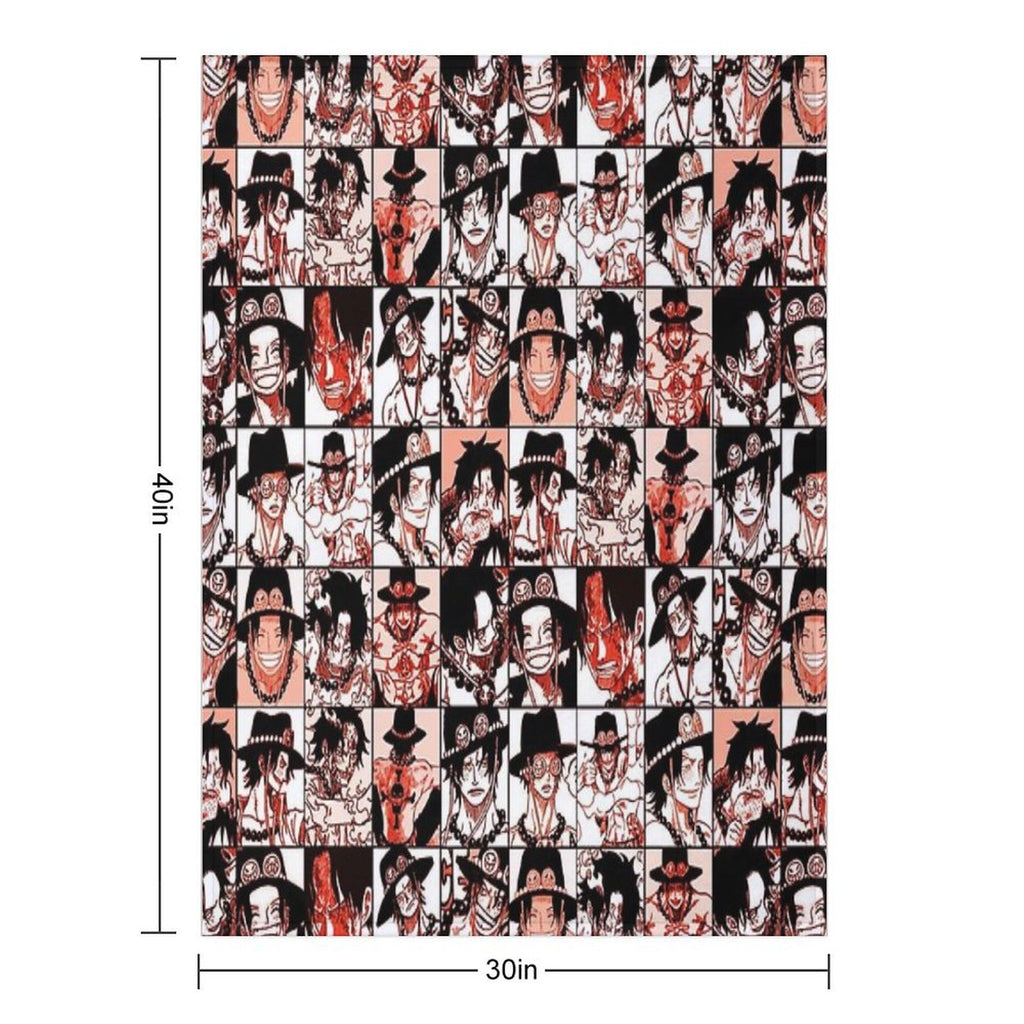 Ace - One Piece Manga Panel Collage Wrinkle-free Throw Blanket