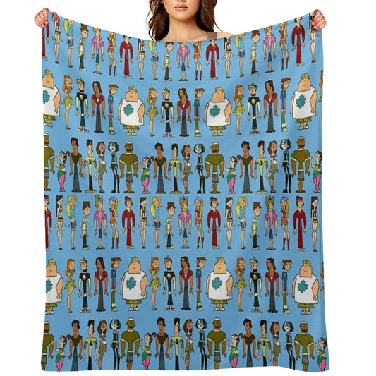 Total Drama; Light Blue Wrinkle-free Throw Blanket