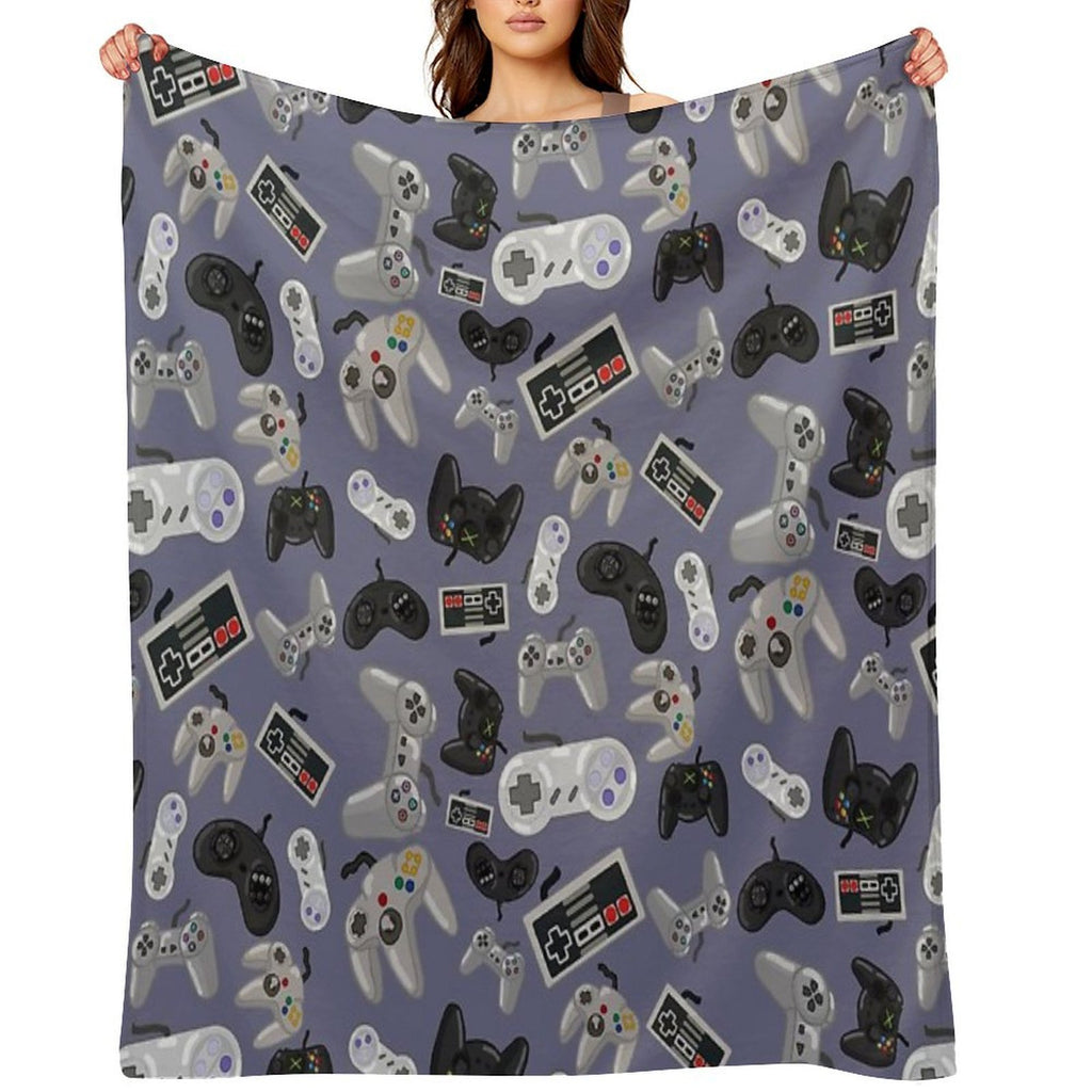 Old School Video Game Controllers - Repeating Pattern Gift-ready Throw Blanket
