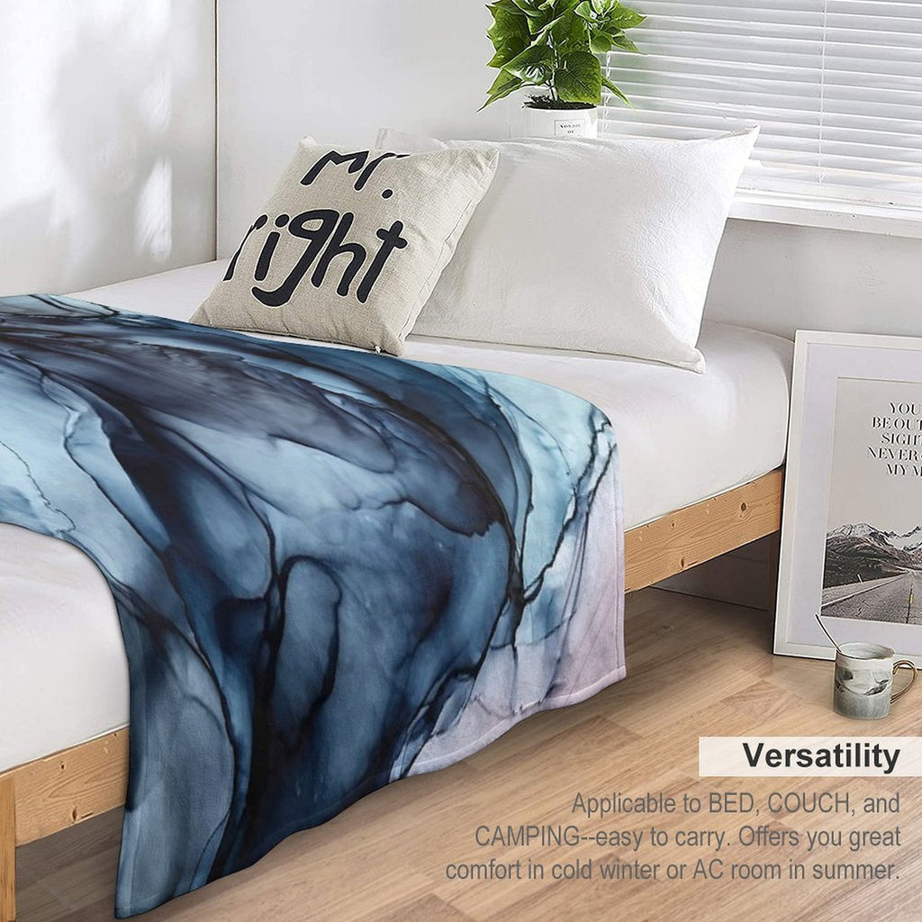 Blush And Darkness Abstract Alcohol Ink Painting Multi-functional Throw Blanket
