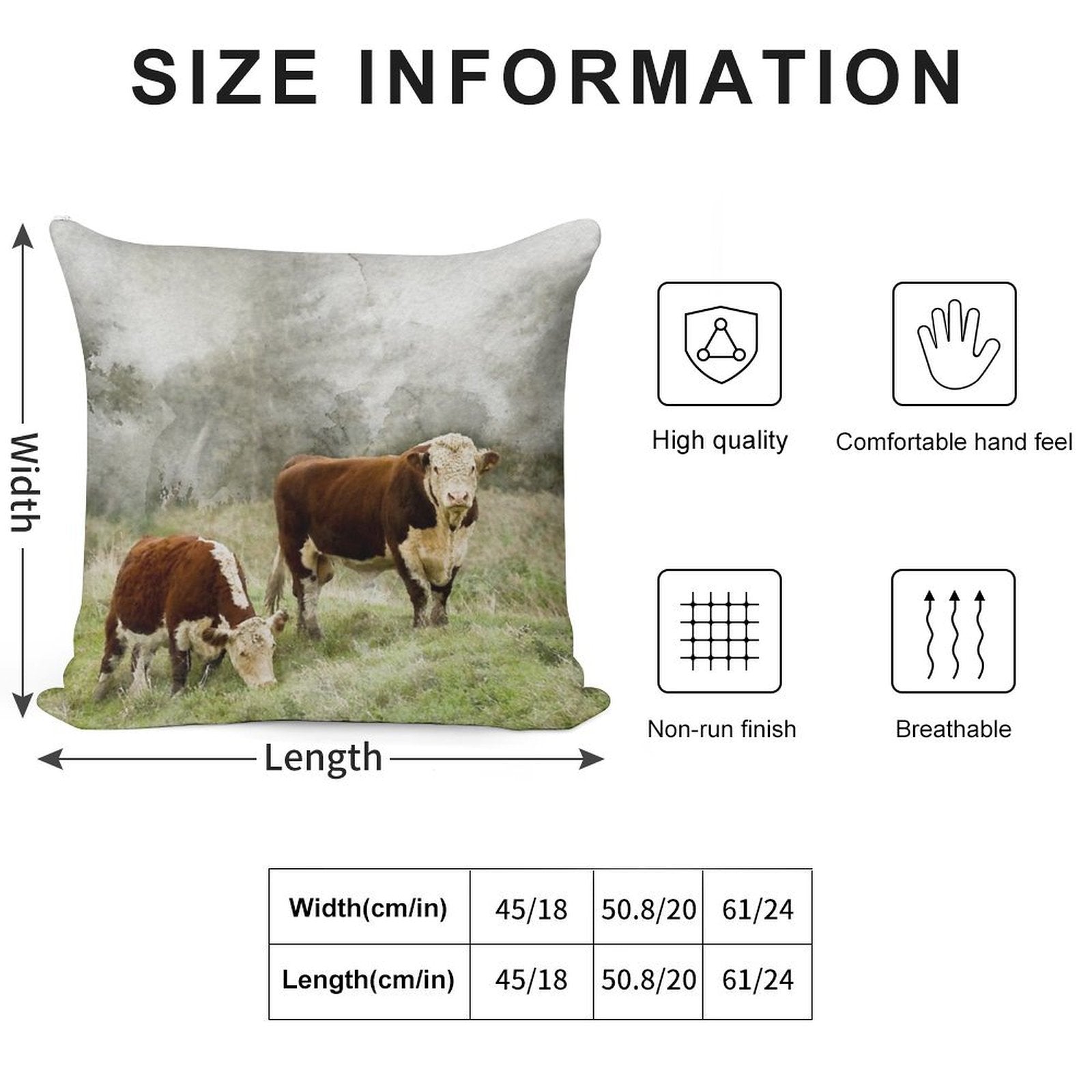 Hereford Bull And Cow Watercolour Photograph Soft Fade-Resistant Throw Pillow