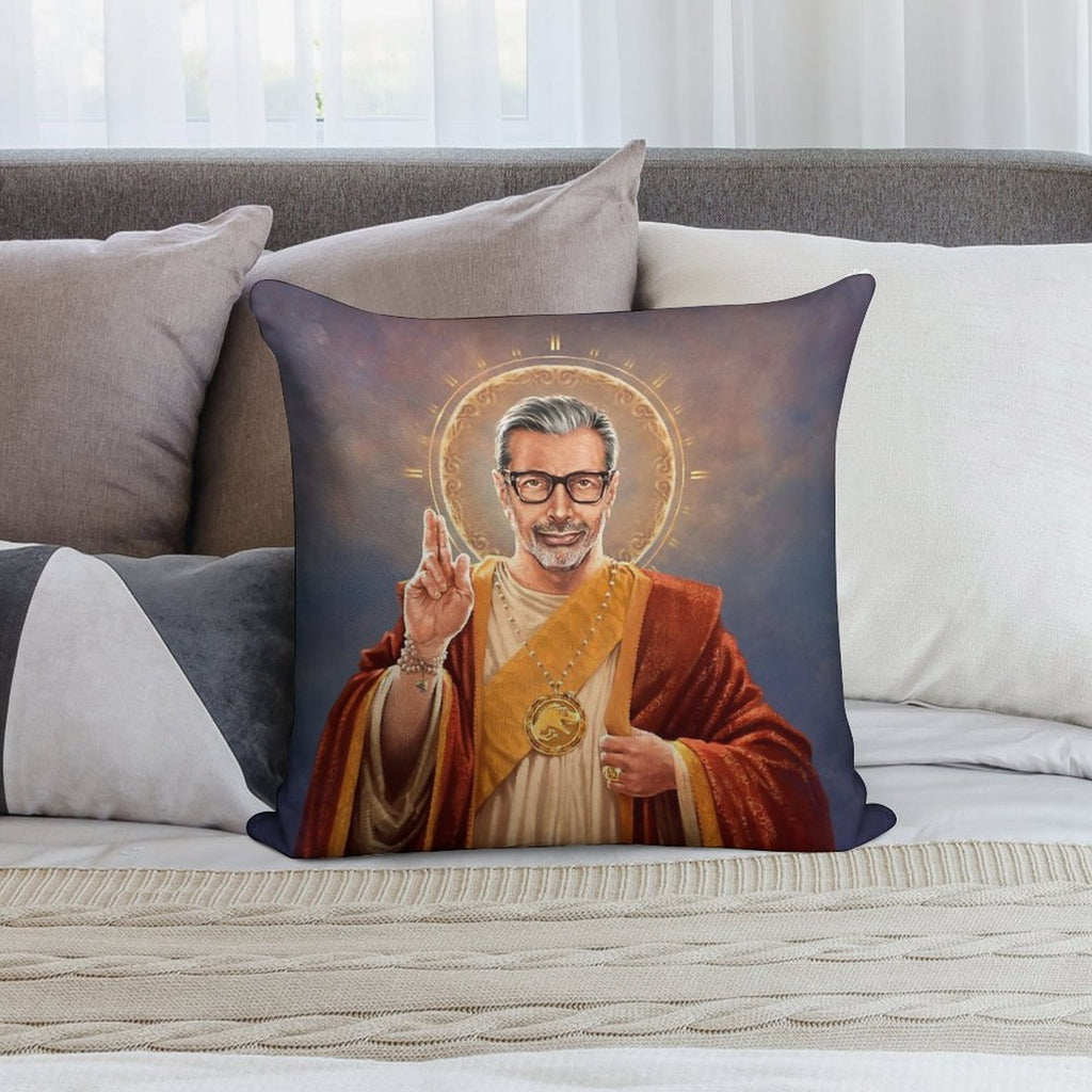 Saint Jeff of Goldblum, Jeff Goldblum Original Religious Painting Soft Shrink-Resistant Throw Pillow