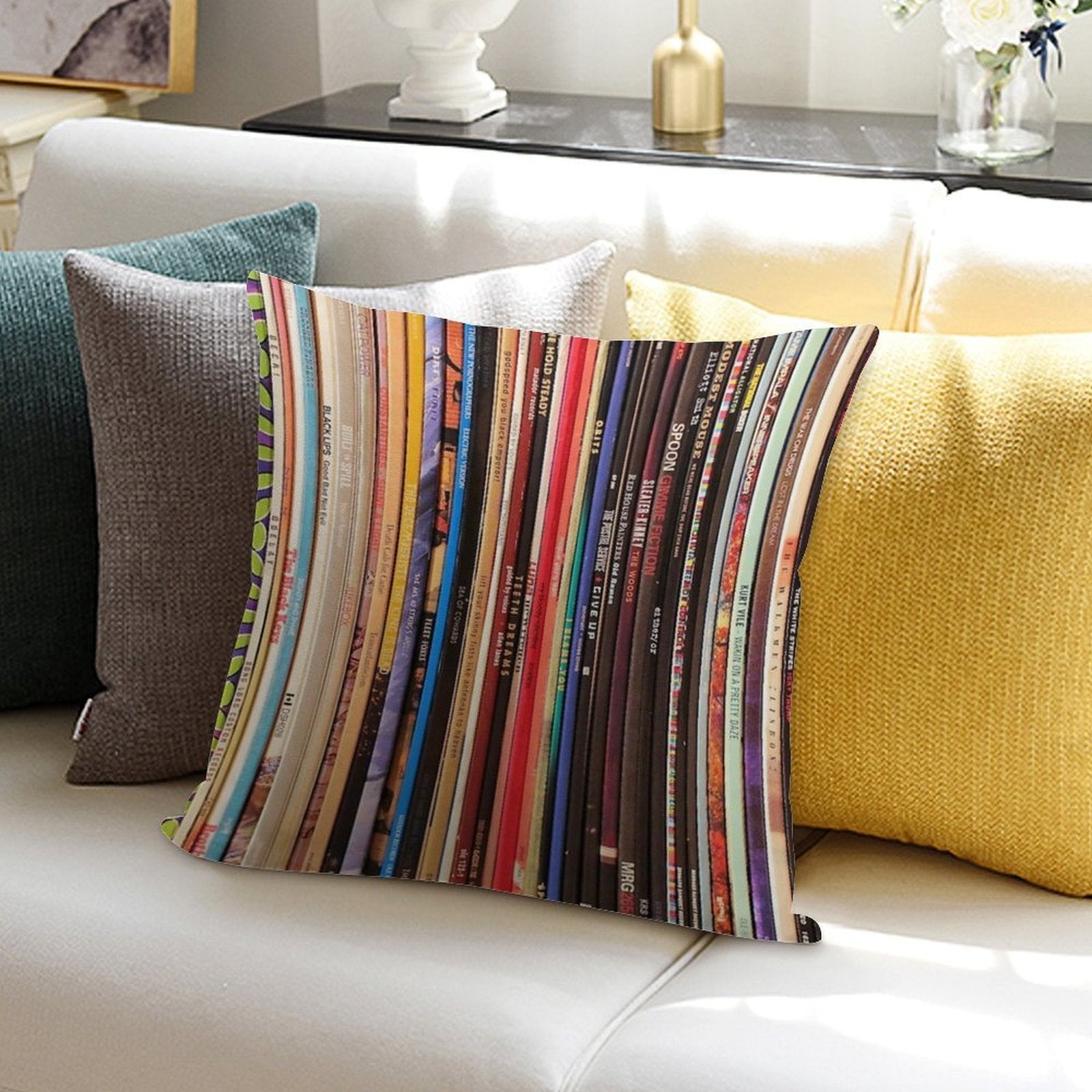 Indie Rock Vinyl Records Soft Anti-Pilling Throw Pillow