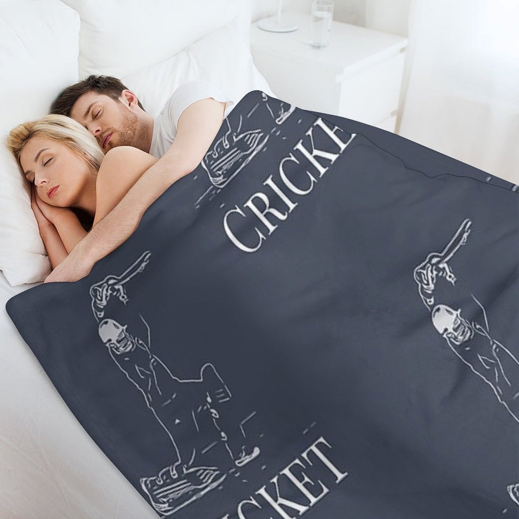 Cricket Batsman Cricketer Design Logo Style Plush Throw Blanket