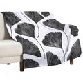Ginkgo Biloba, Lino Cut Nature Inspired Leaf Pattern Gift-ready Throw Blanket
