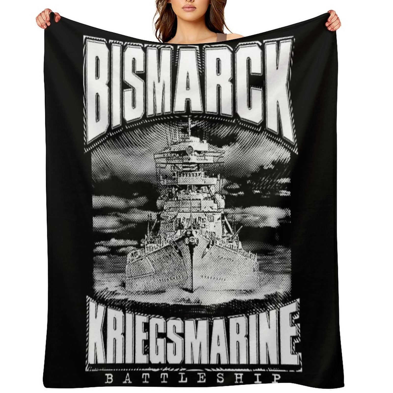 Battleship Bismarck Wrinkle-free Throw Blanket