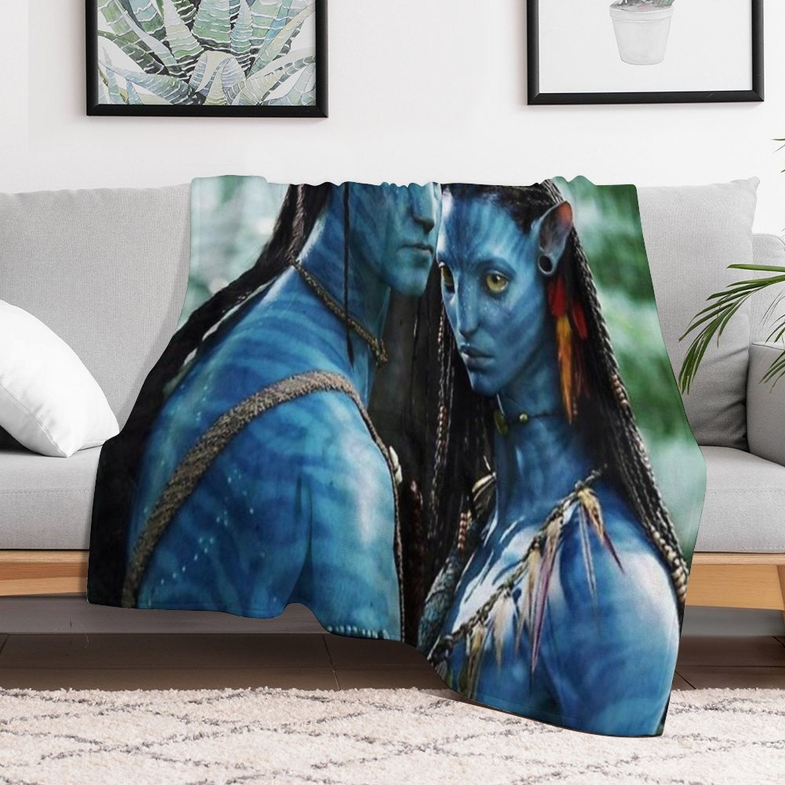 Blue Couple Avatar Quick-dry Throw Blanket