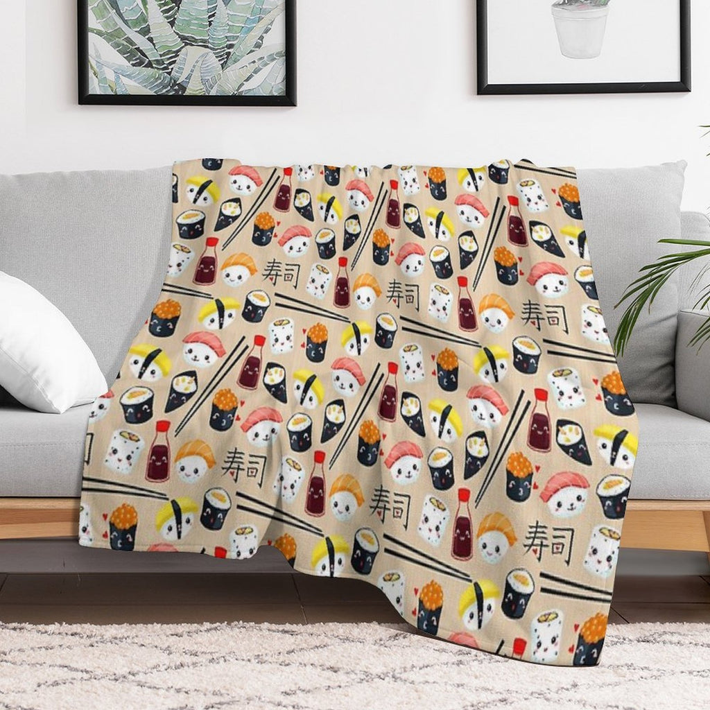 Kawaii Sushi Anti-pilling Throw Blanket