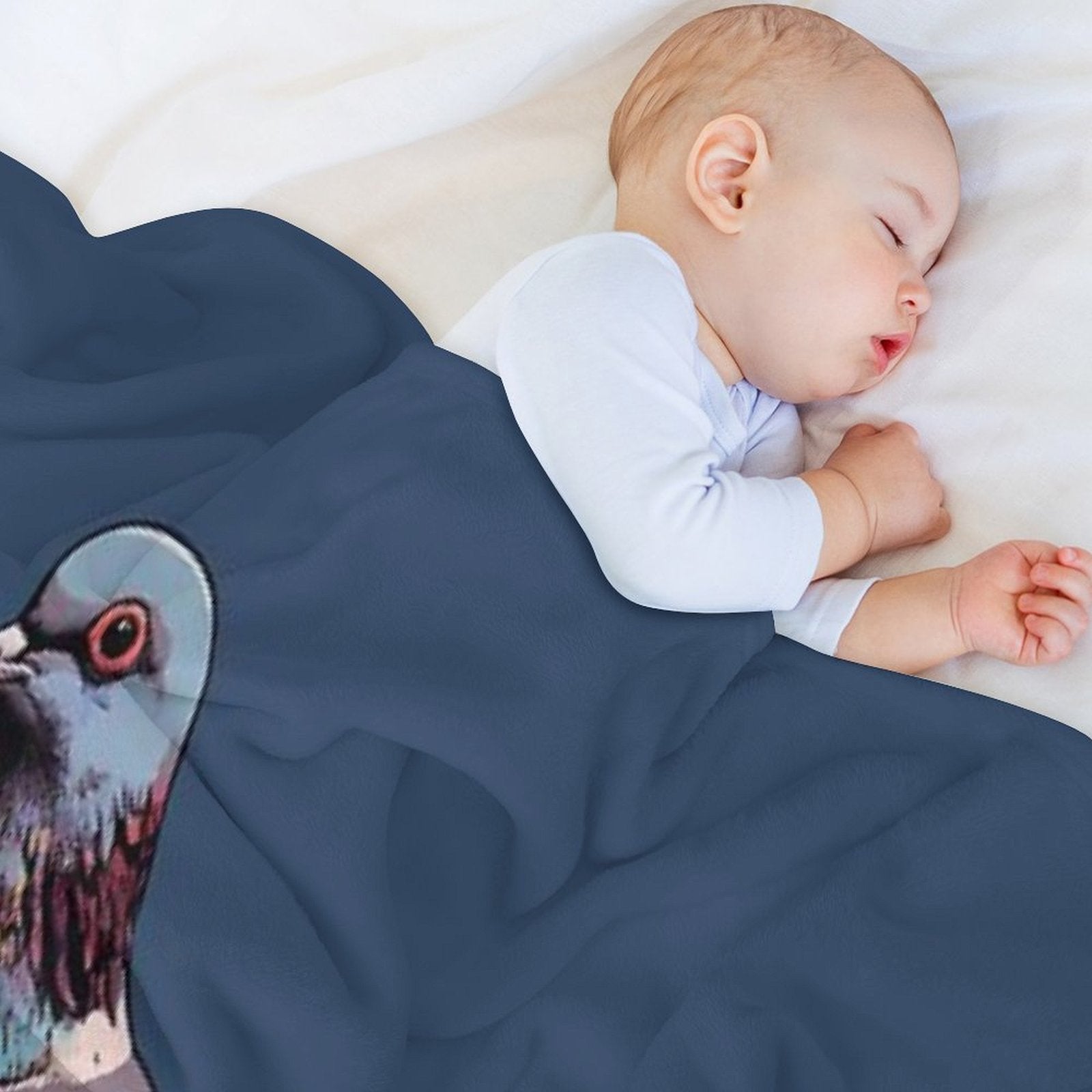 Navy Pigeon Pop-art Illustration Velvety-soft Throw Blanket