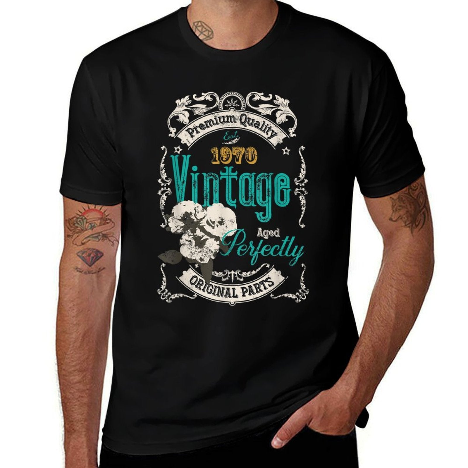 Vintage 1970 50th Birthday Original Parts Aged Perfectly  High-quality Stitching T-Shirt