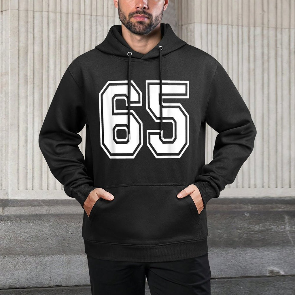 Number 65 Numbered Uniform Sports Jersey Team 65th Birthday Medium-Weight Fabric Hoodie