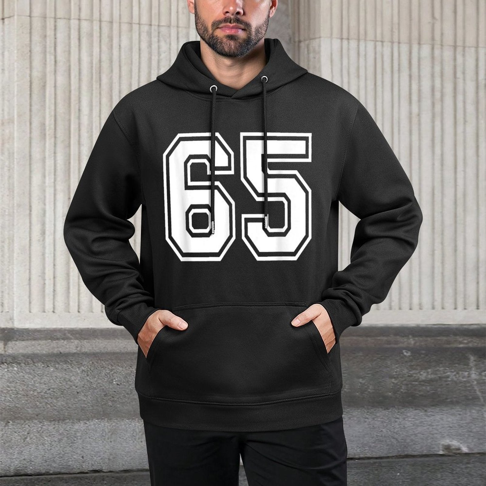Number 65 Numbered Uniform Sports Jersey Team 65th Birthday Medium-Weight Fabric Hoodie