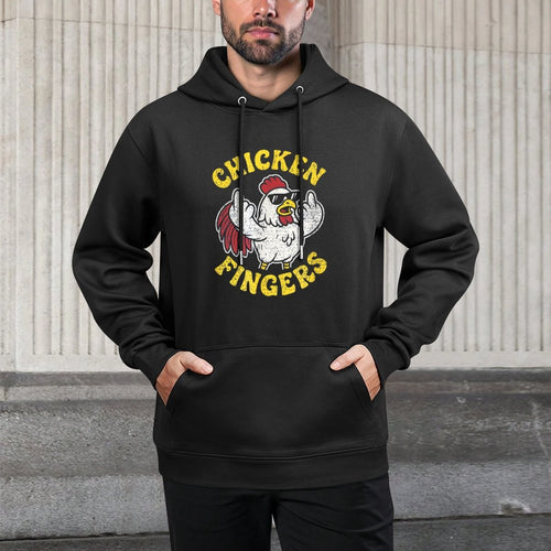Angry Chicken Flipping Off Middle Fingers Pun Cluck Off Meme Layering Staple Hoodie