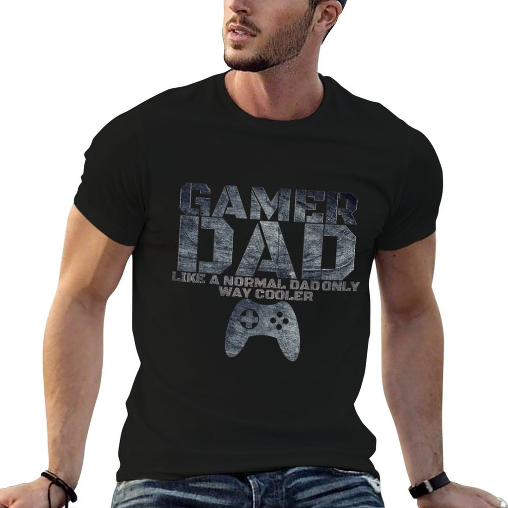 Funny Father Dad Daddy Husband Tshirt Gamer Dad  Rolled Sleeves T-Shirt
