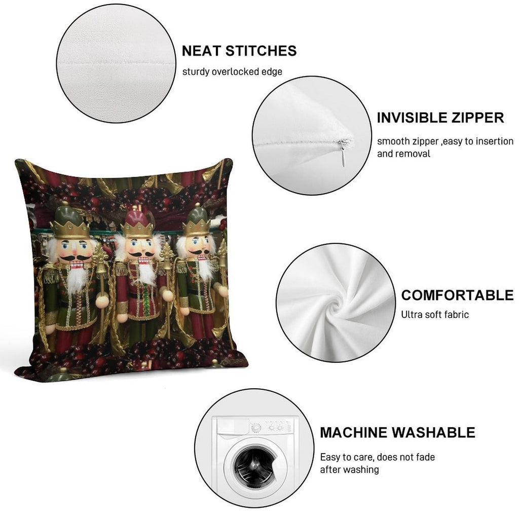 Christmas Nutcracker Trio Soft Hidden Zipper Throw Pillow