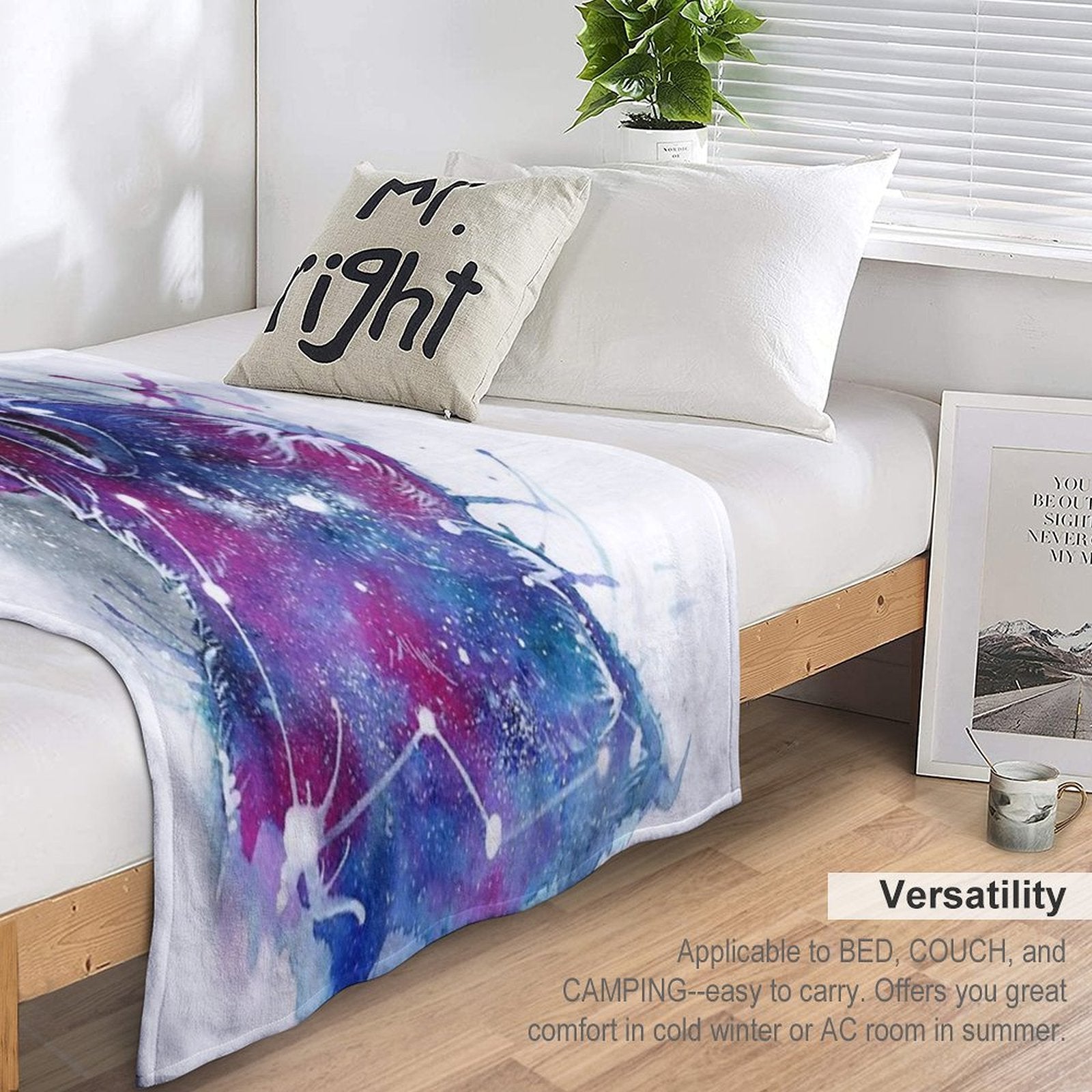 Galaxy Wolf Machine-washable Throw Blanket