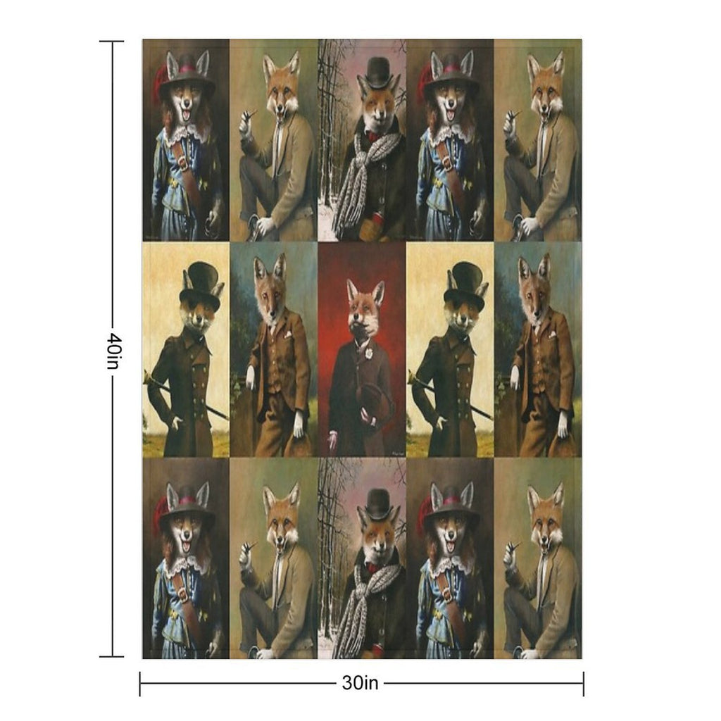 Vintage And Historical Foxes Multi-functional Throw Blanket