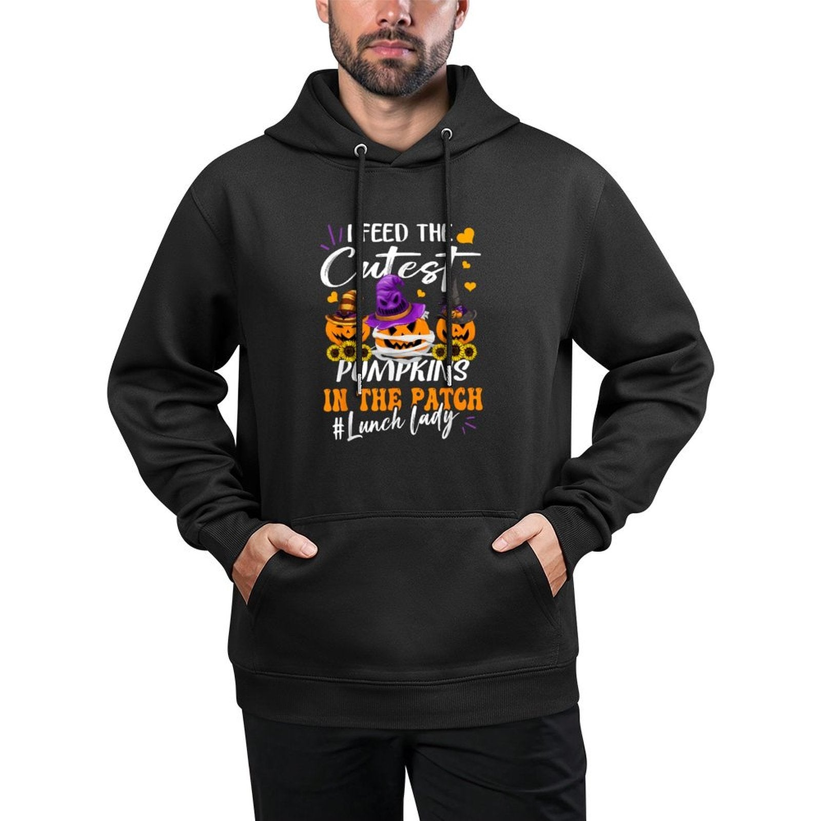 I Feed Cutest Pumpkins In The Patch Lunch Lady Halloween Colorfast Hoodie
