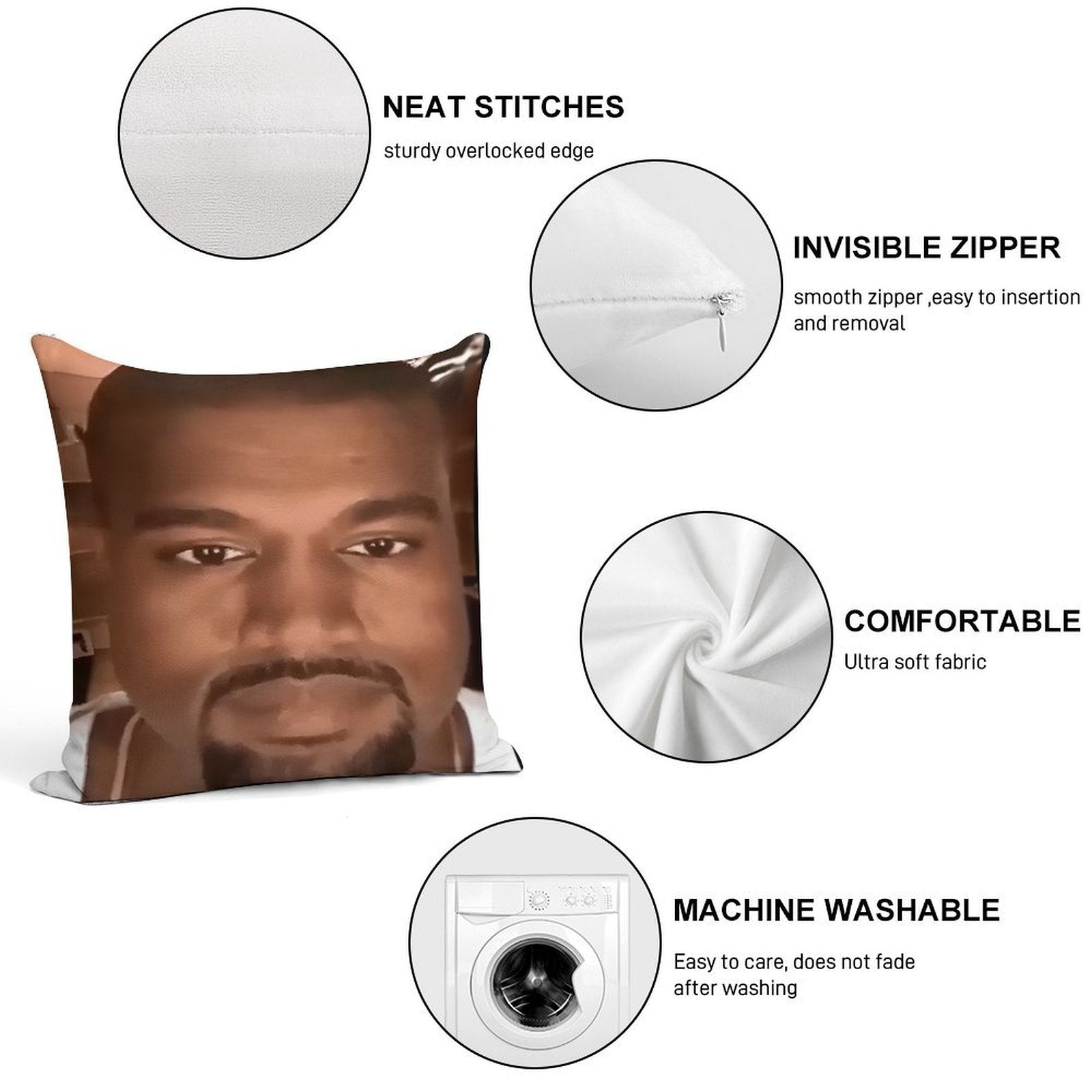 Kanye West Stretched Meme  TikTok Meme  Ye Soft Ultra-Soft Texture Throw Pillow