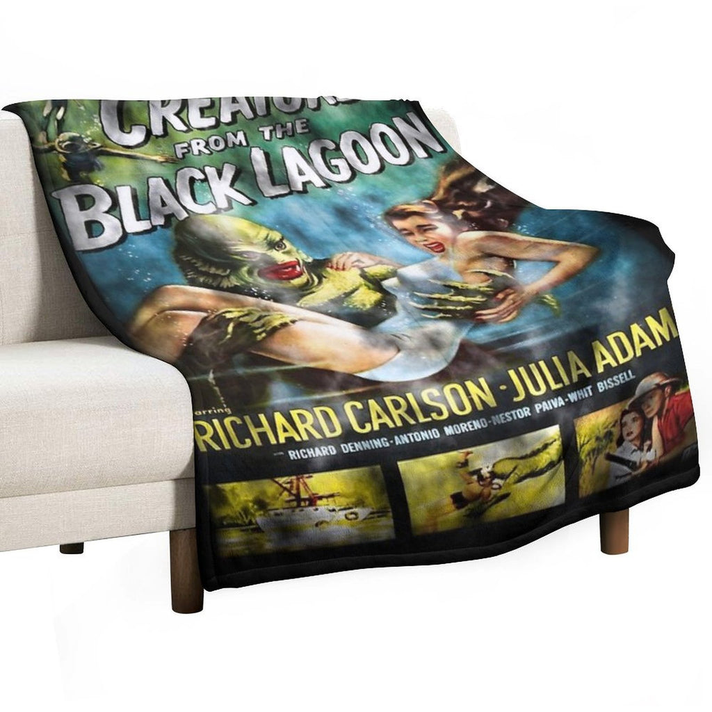 Creature From The Black Lagoon - Dark Version. Plush Throw Blanket