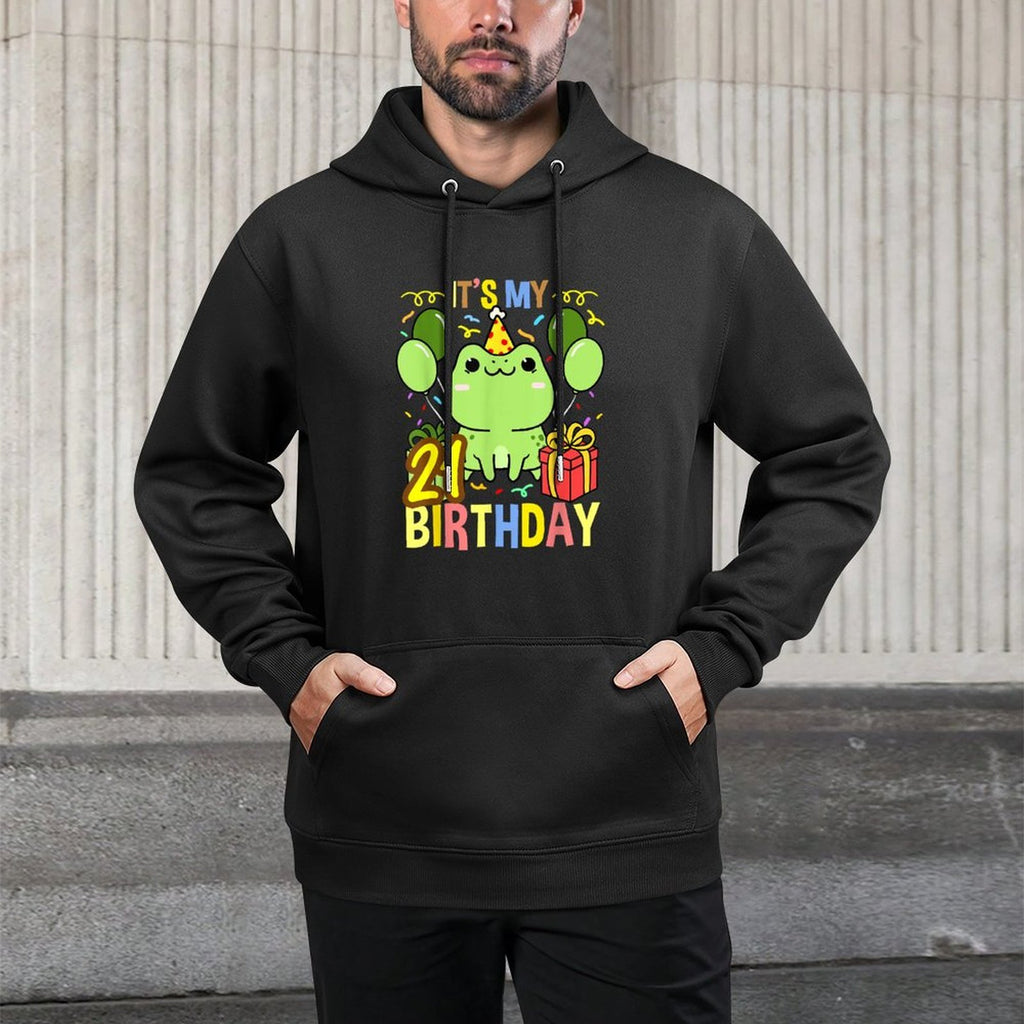 Its My 21st Birthday Frog Shape Retention Hoodie