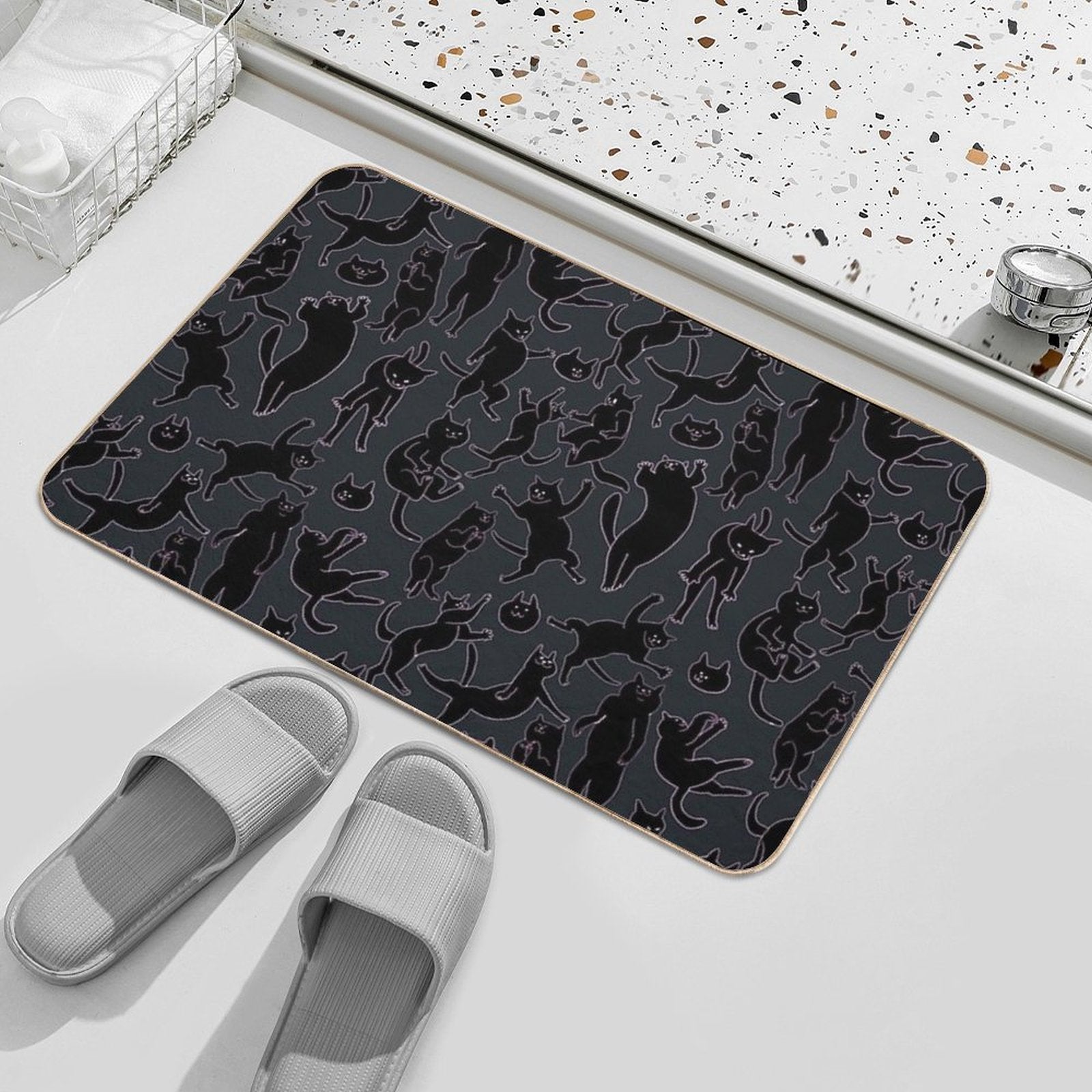 BLACK CATS  Non-Slip Bath Mat