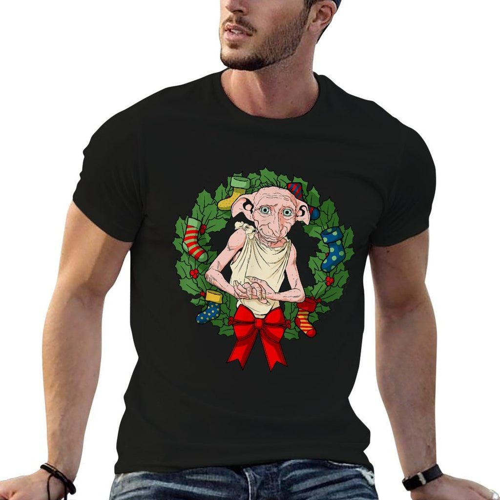 Harry Potter Christmas Dobby Wreath  Polyester Blend T-Shirt