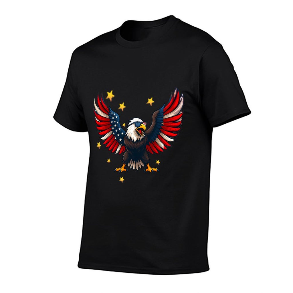American Sunglasses National Symbol Bird Stars Stripes  High-quality Stitching T-Shirt