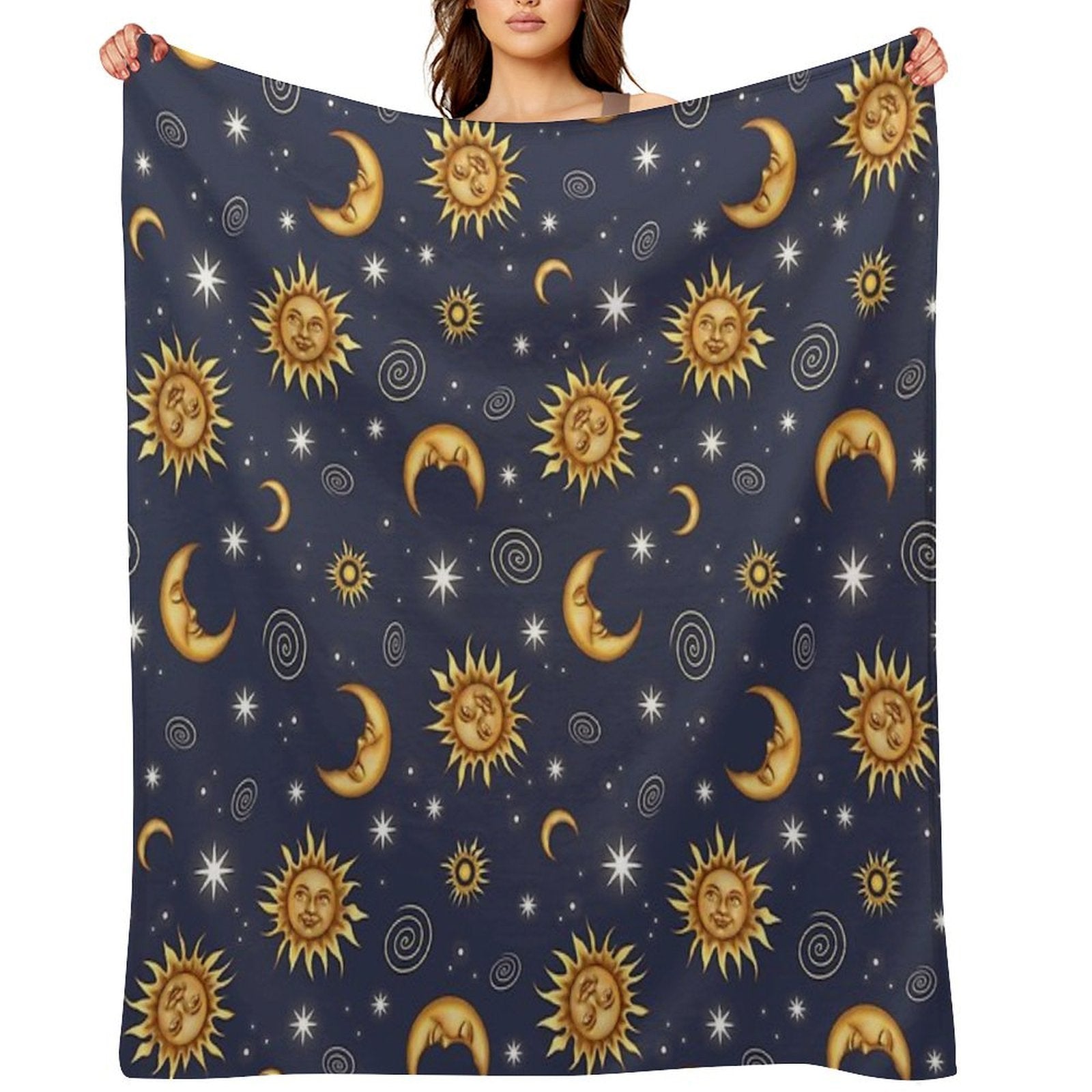 Vintage Celestial Pattern Wrinkle-free Throw Blanket