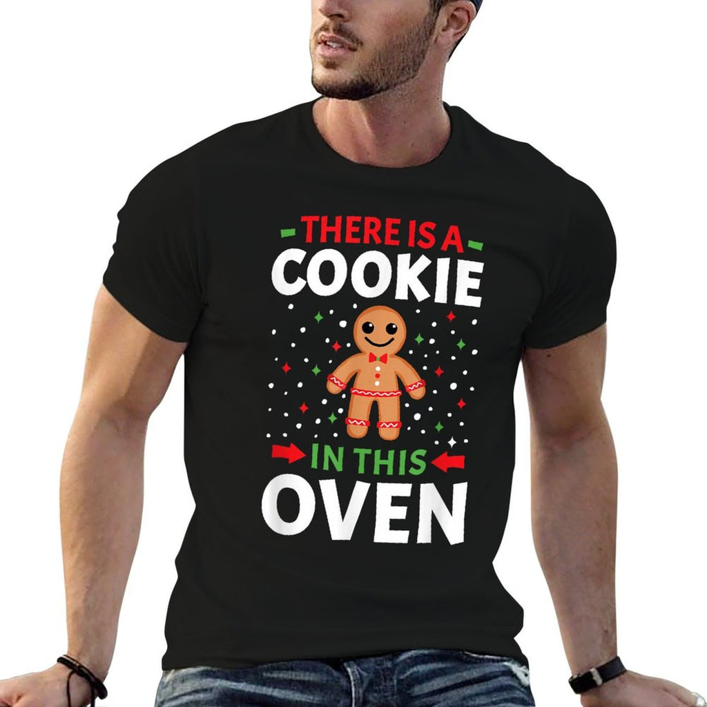 There Is Cookie In This Oven Cute Christmas Couples Matching  Ribbed Collar T-Shirt