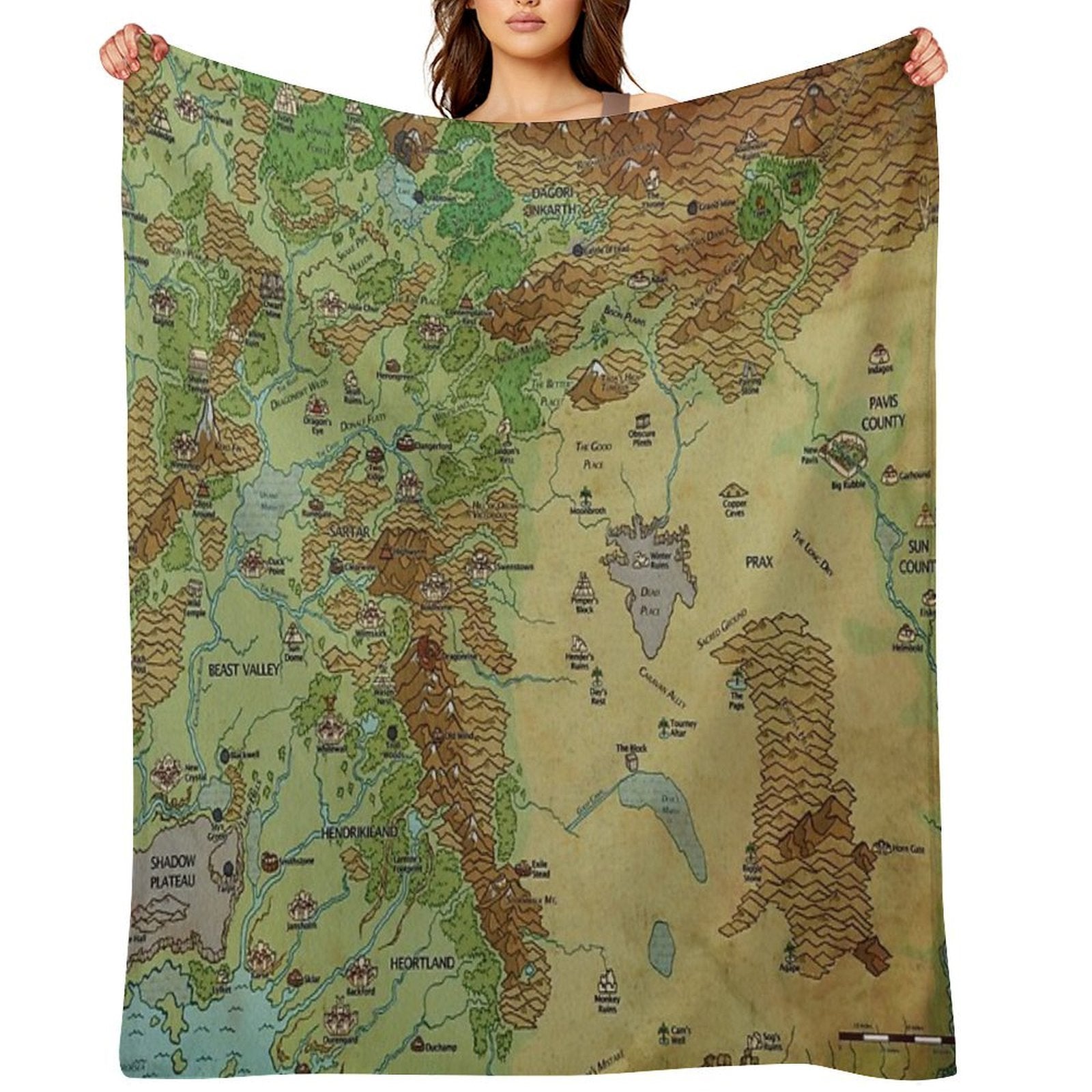 Dragon Pass And Prax Map by Darya Makarava Easy Care Throw Blanket