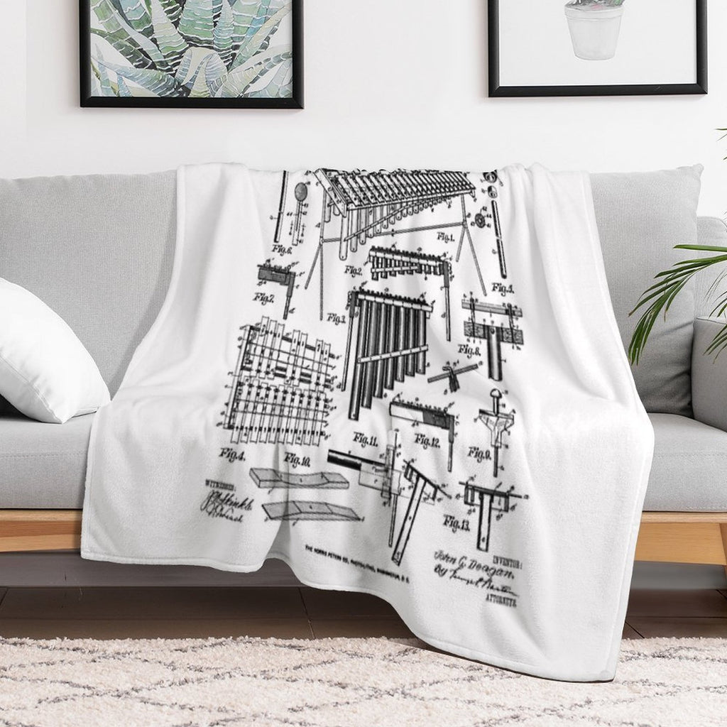 Marimba Player Percussion Musical Instrument Vintage Patent Premium Throw Blanket