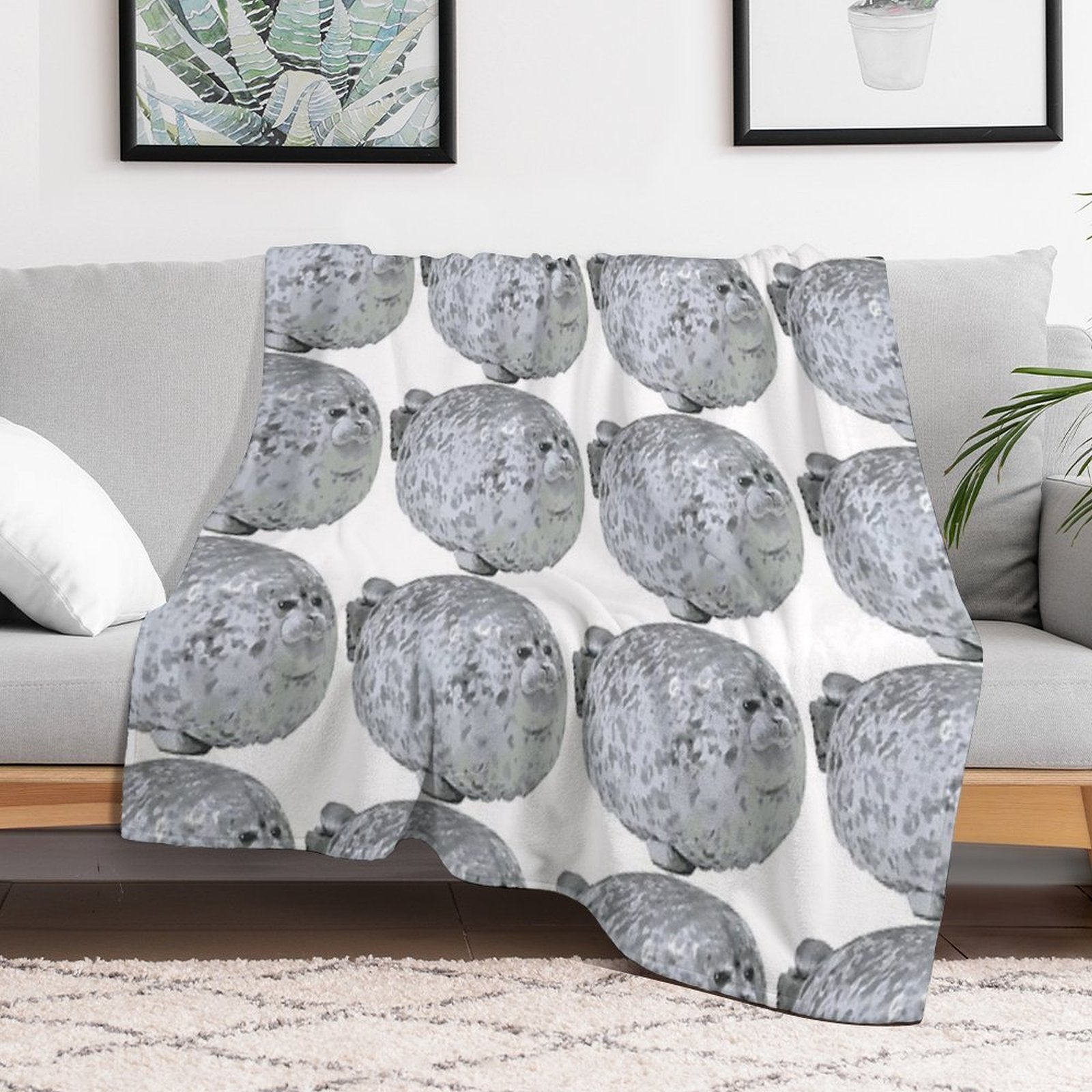 Cute Little Chonky Seal Multi-functional Throw Blanket