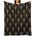 Art Deco Geometric Gold Black Pattern Velvety-soft Throw Blanket