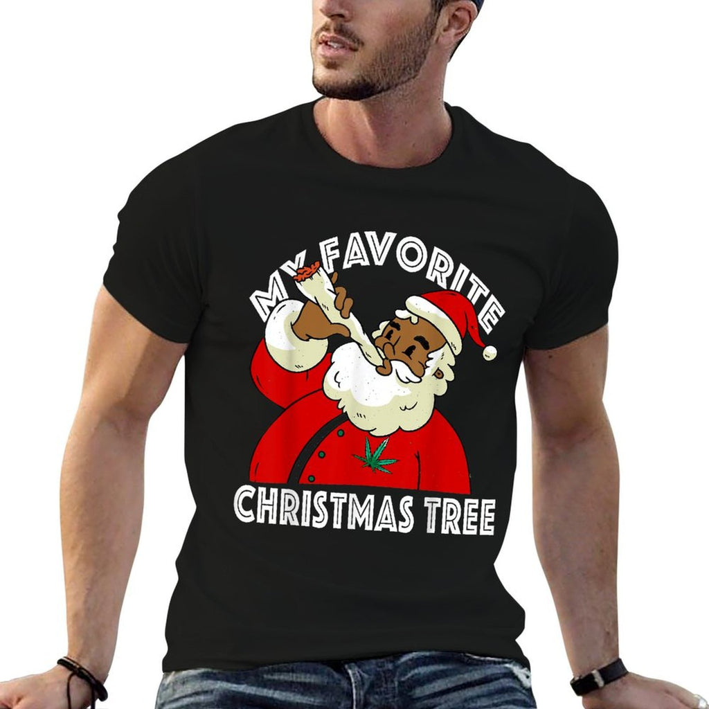 Black African American Santa Claus 420 Christmas Pajamas  Moisture-wicking T-Shirt