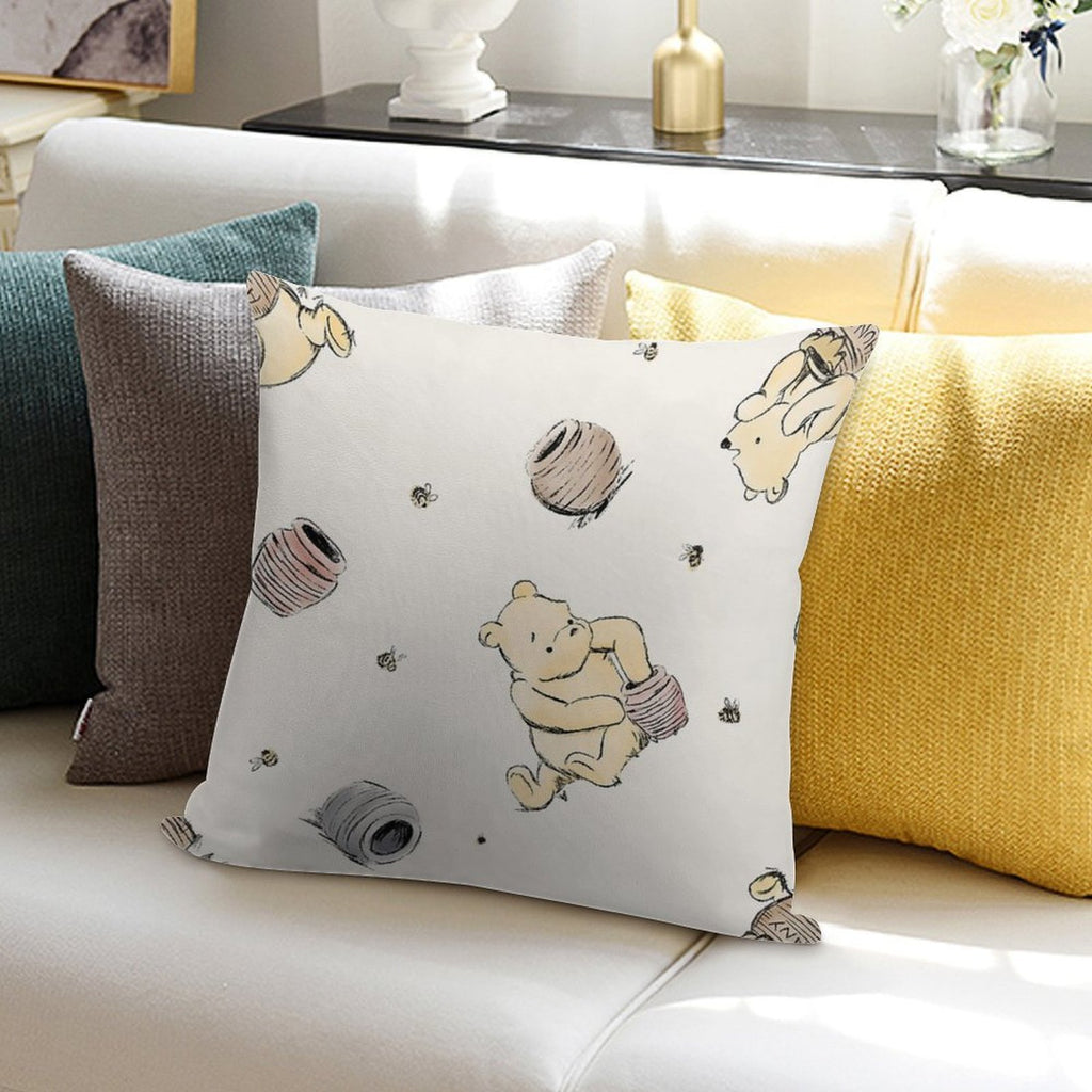 Vintage Pooh Soft Reinforced Edging Throw Pillow